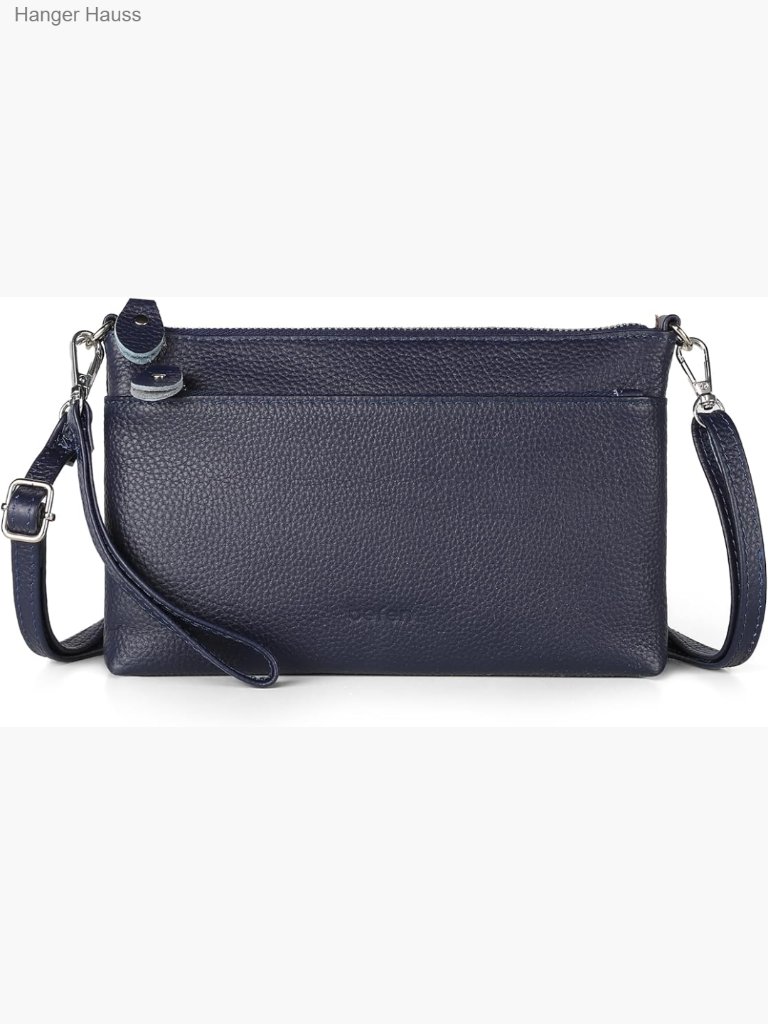 Genuine Leather Rfid Crossbody Wristlet Clutch Wallet Convertible Handbag